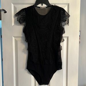 Elegant Black Lace/Mesh Zara Bodysuit